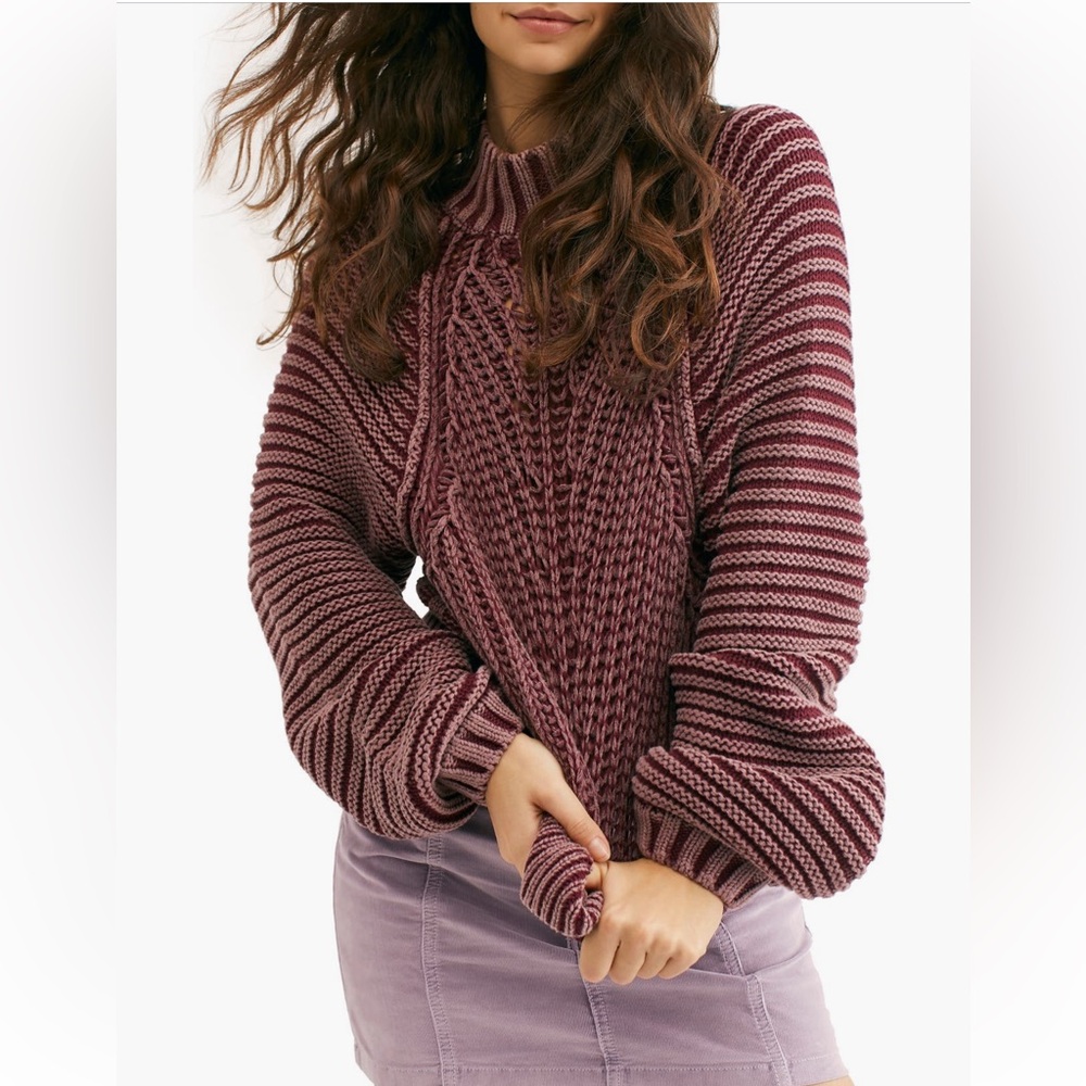 Free People Sweetheart Mock Neck Sweater In Garnet Grotto S